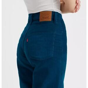 Levi’s Corduroy Ribcage Straight Ankle Pants High Rise, Gibralter Sea Blue